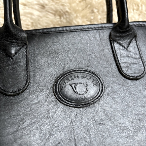 Vintage Michael Green Leather Satchel Handbag - Picture 2 of 10